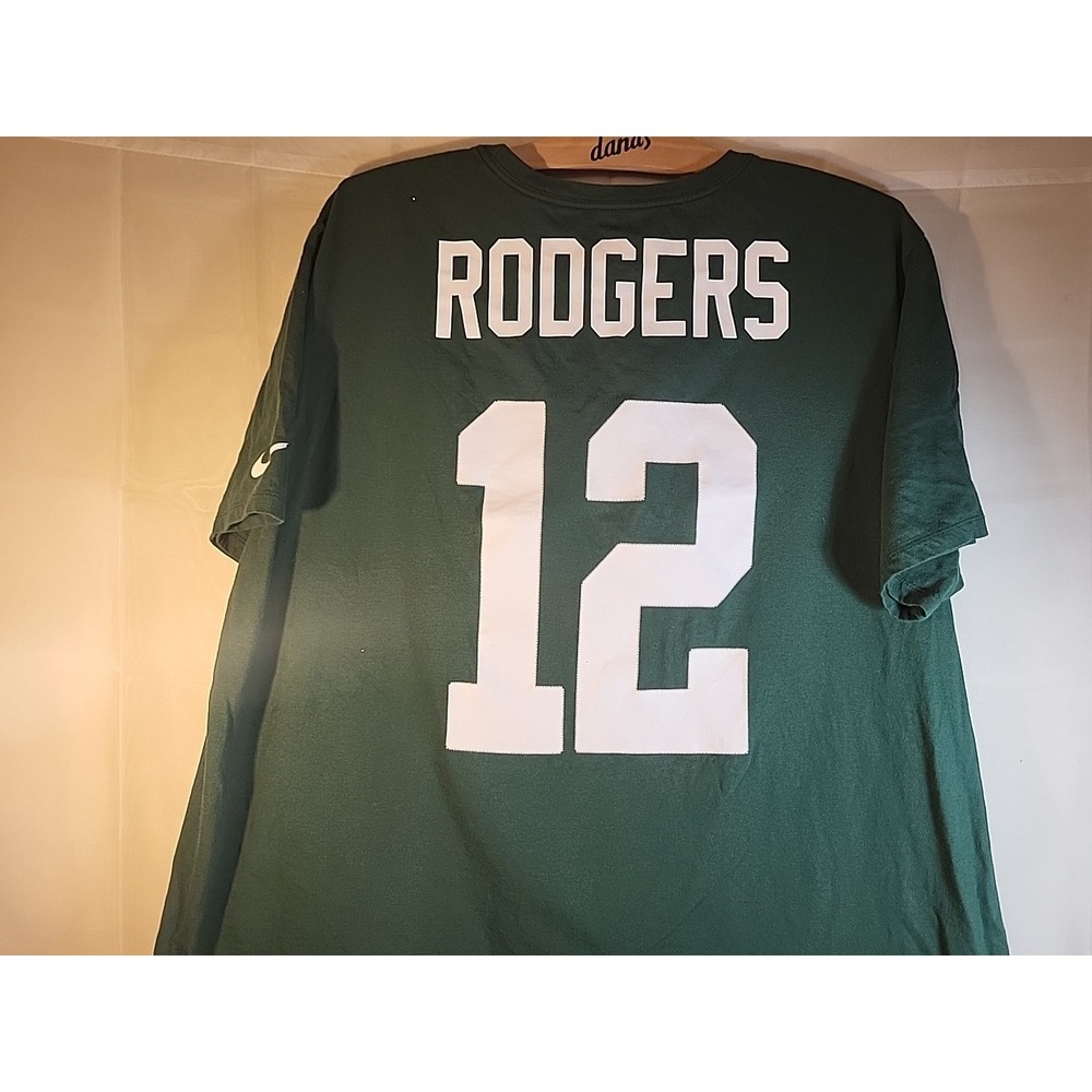 Green Bay Packers Aaron Rodgers #12 Stitched Nike T-Shirt, XXL